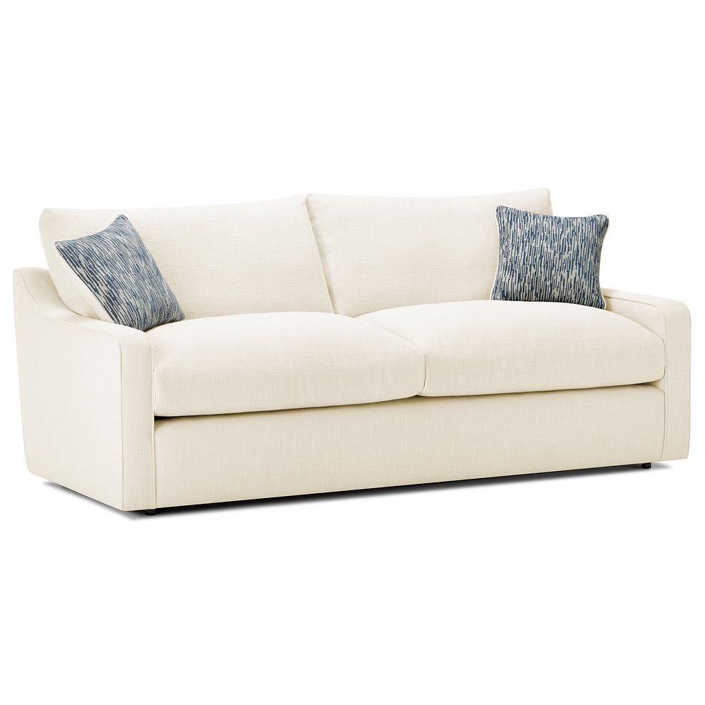Isabella 4 Seater Sofa in Polly Natural Fabric with Navy Scatter Cushions 3
