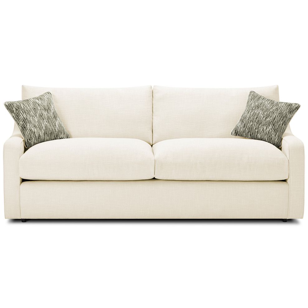 Isabella 4 Seater Sofa in Polly Natural Fabric with Olive Scatter Cushions 2