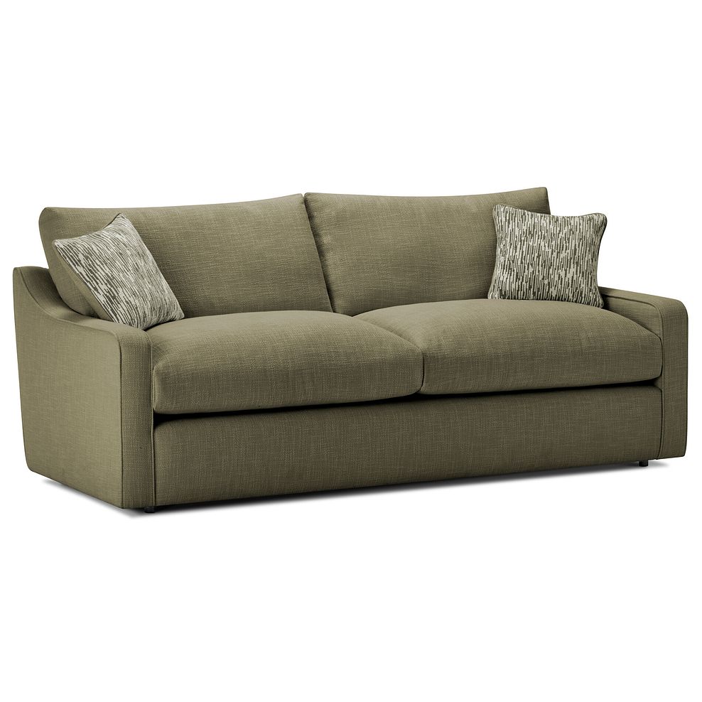Isabella 4 Seater Sofa in Polly Olive Fabric with Olive Scatter Cushions 1