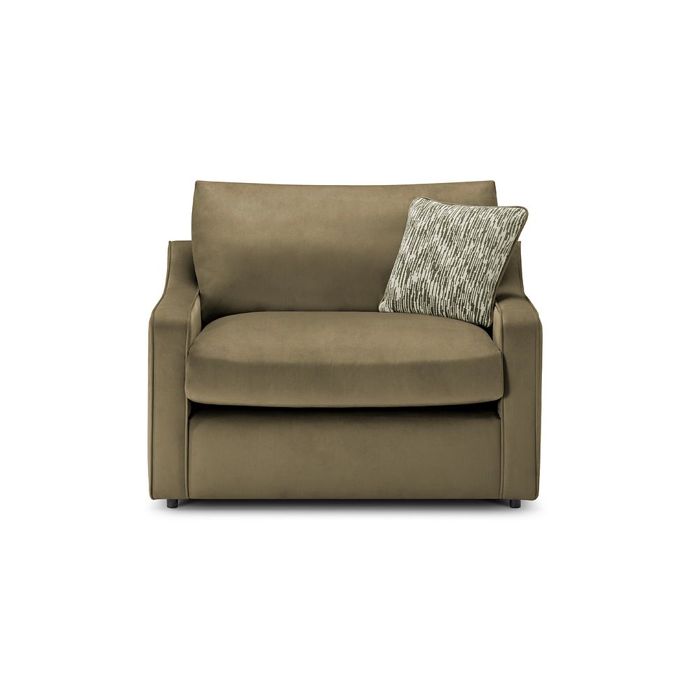 Isabella Loveseat in Festival Khaki Fabric with Olive Scatter Cushion 2