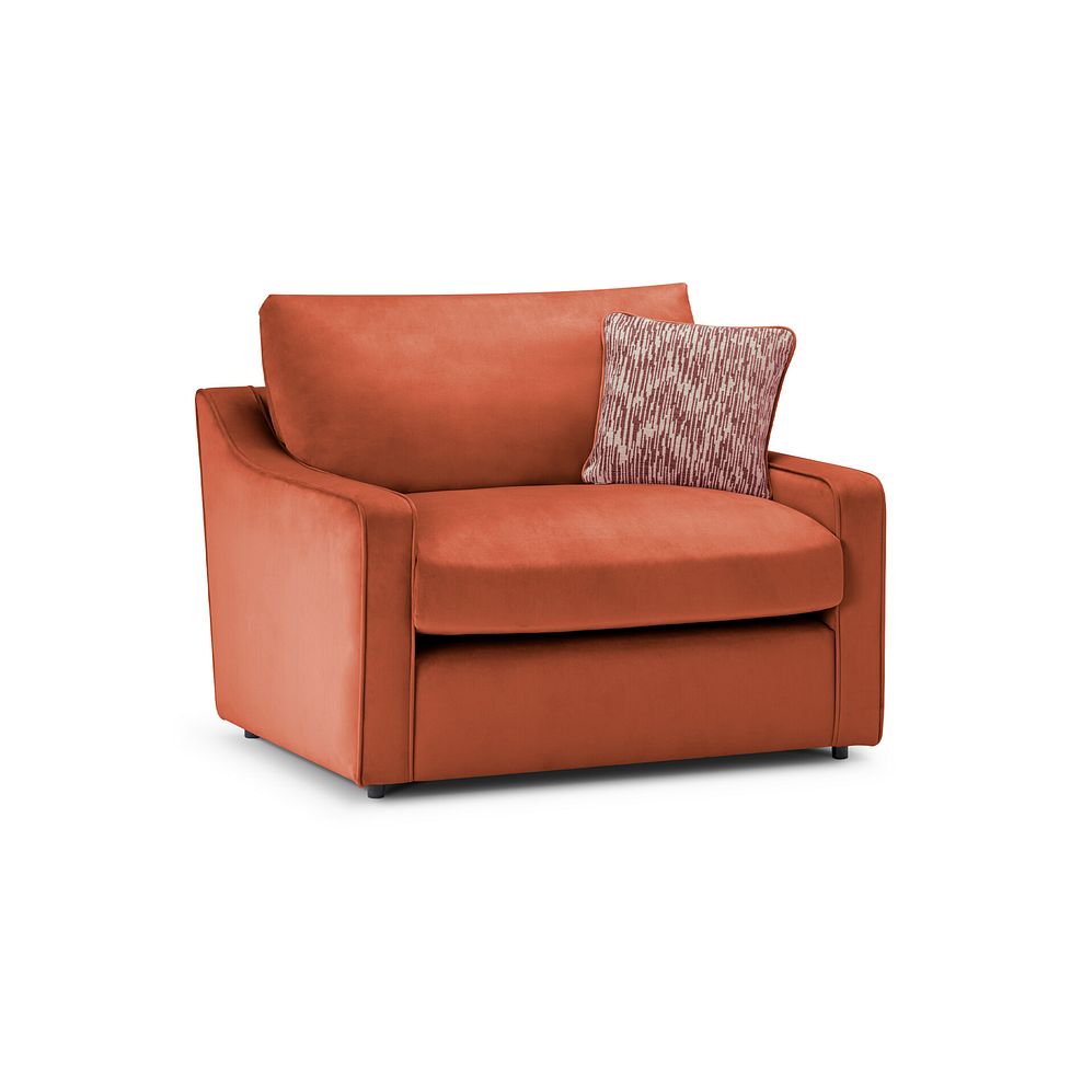 Isabella Loveseat in Festival Marmalade Fabric with Rust Scatter Cushion 1