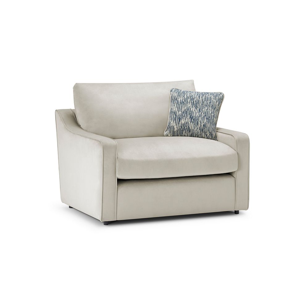 Isabella Loveseat in Festival Stone Fabric with Navy Scatter Cushion 3