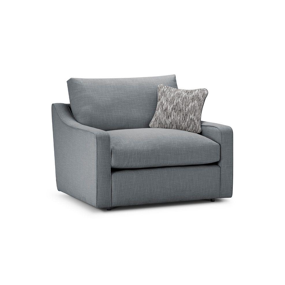 Isabella Loveseat in Polly Charcoal Fabric with Natural Scatter Cushion 1