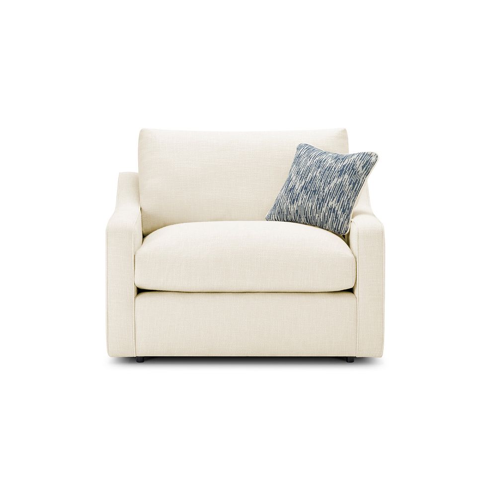 Isabella Loveseat in Polly Natural Fabric with Navy Scatter Cushion 4