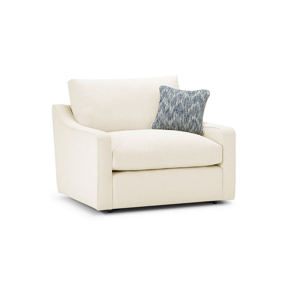 Isabella Loveseat in Polly Natural Fabric with Navy Scatter Cushion 3