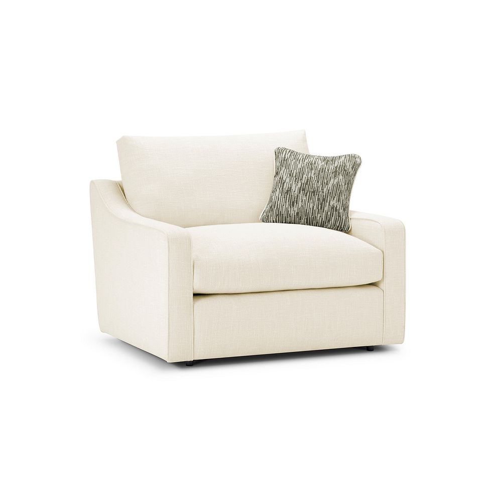 Isabella Loveseat in Polly Natural Fabric with Olive Scatter Cushion 1