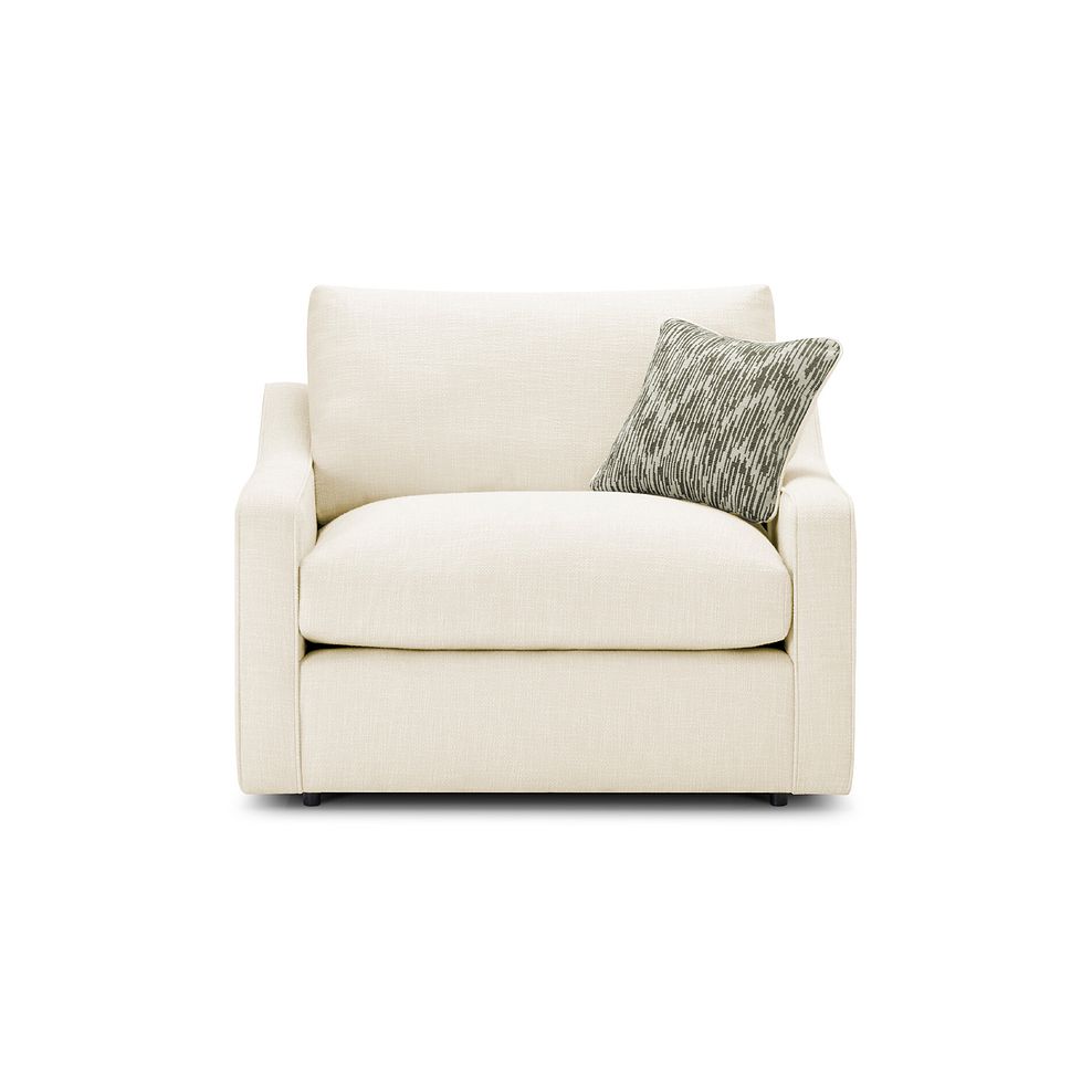 Isabella Loveseat in Polly Natural Fabric with Olive Scatter Cushion 2