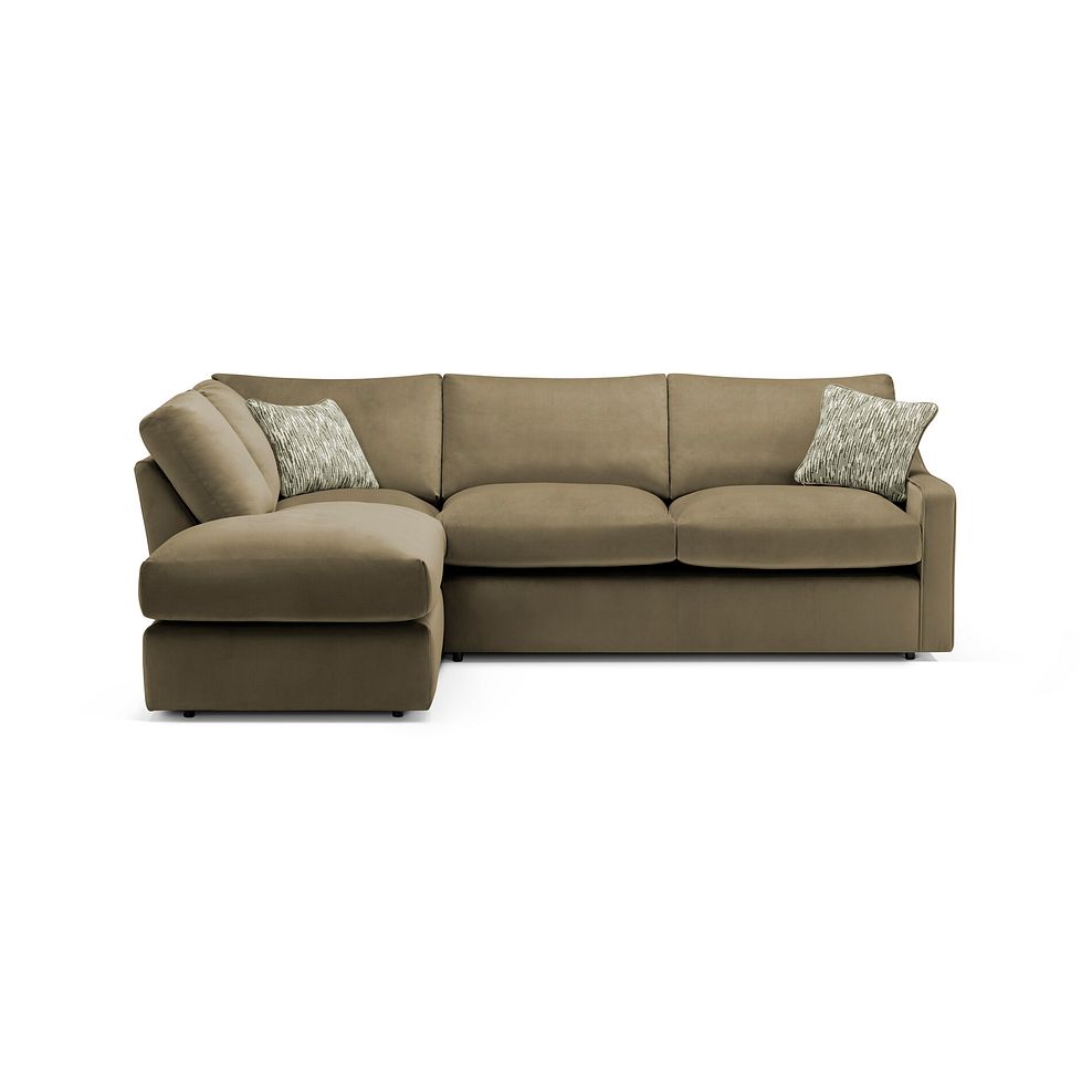 Isabella Right Hand Corner Chaise Sofa in Festival Khaki Fabric with Olive Scatter Cushions 3