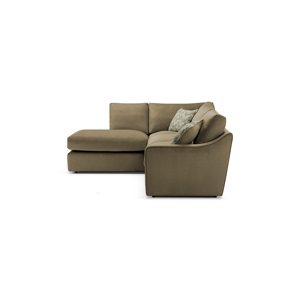 Isabella Right Hand Corner Chaise Sofa in Festival Khaki Fabric with Olive Scatter Cushions 4