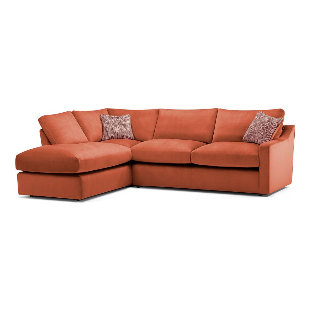 Isabella Right Hand Corner Chaise Sofa in Festival Marmalade Fabric with Rust Scatter Cushions 1