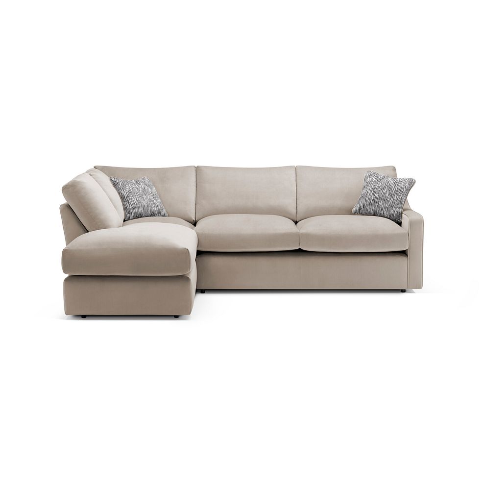 Isabella Right Hand Corner Chaise Sofa in Festival Mink Fabric with Natural Scatter Cushions 3