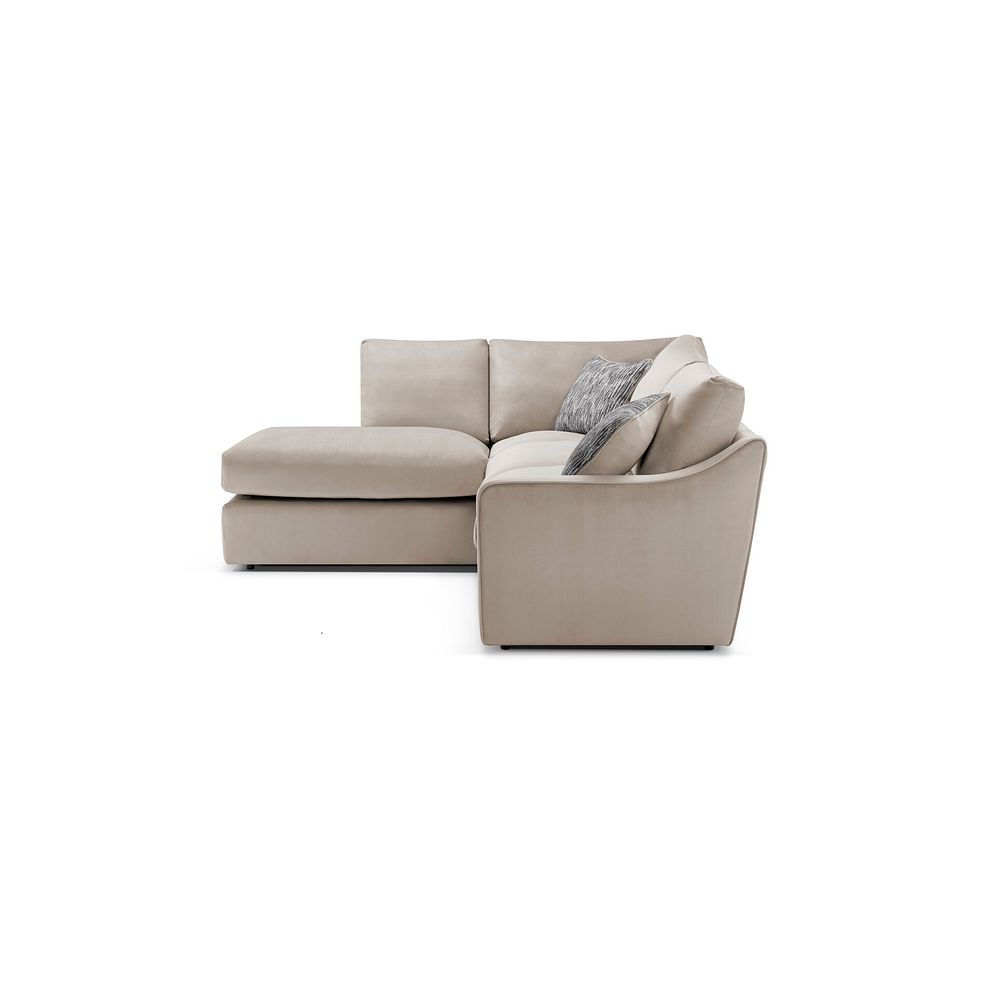 Isabella Right Hand Corner Chaise Sofa in Festival Mink Fabric with Natural Scatter Cushions 4