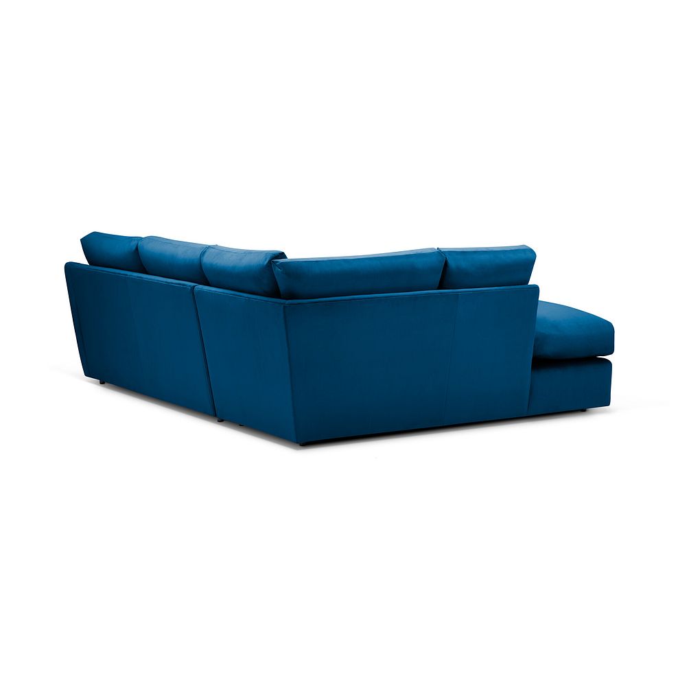 Isabella Right Hand Corner Chaise Sofa in Festival Royal Blue Fabric with Navy Scatter Cushions 2