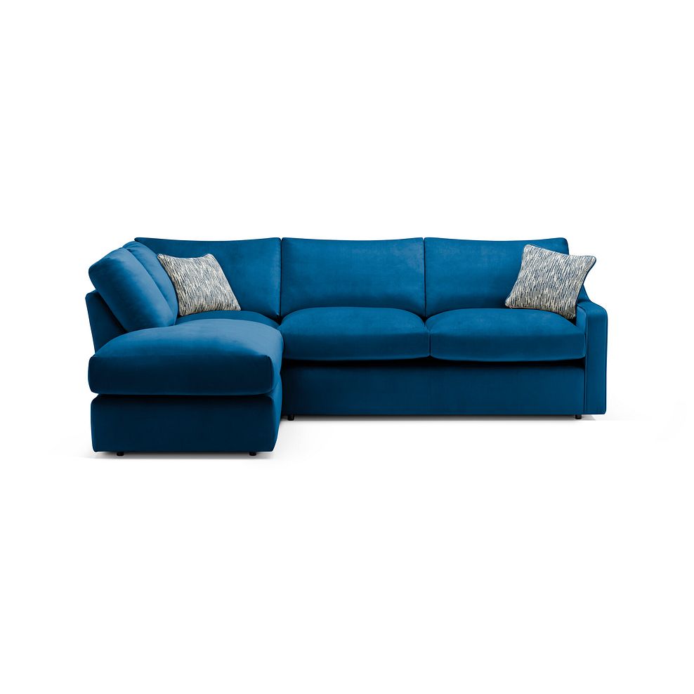 Isabella Right Hand Corner Chaise Sofa in Festival Royal Blue Fabric with Navy Scatter Cushions 3