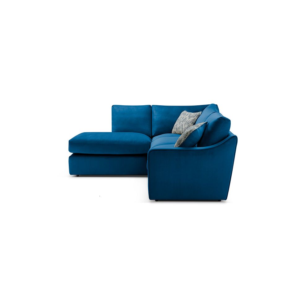 Isabella Right Hand Corner Chaise Sofa in Festival Royal Blue Fabric with Navy Scatter Cushions 4
