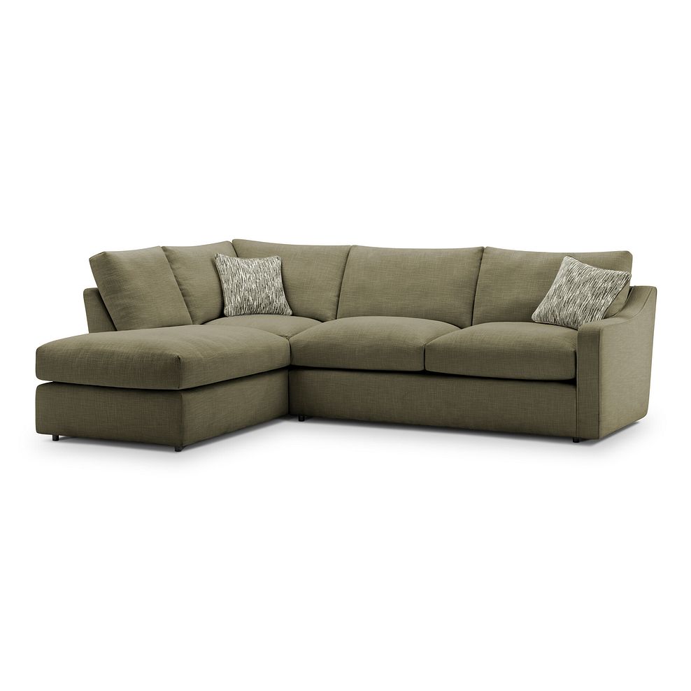 Isabella Right Hand Corner Chaise Sofa in Polly Olive Fabric with Olive Scatter Cushions 1
