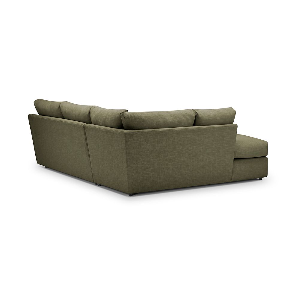 Isabella Right Hand Corner Chaise Sofa in Polly Olive Fabric with Olive Scatter Cushions 2