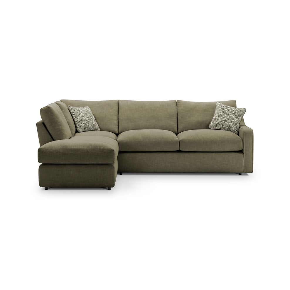 Isabella Right Hand Corner Chaise Sofa in Polly Olive Fabric with Olive Scatter Cushions 3