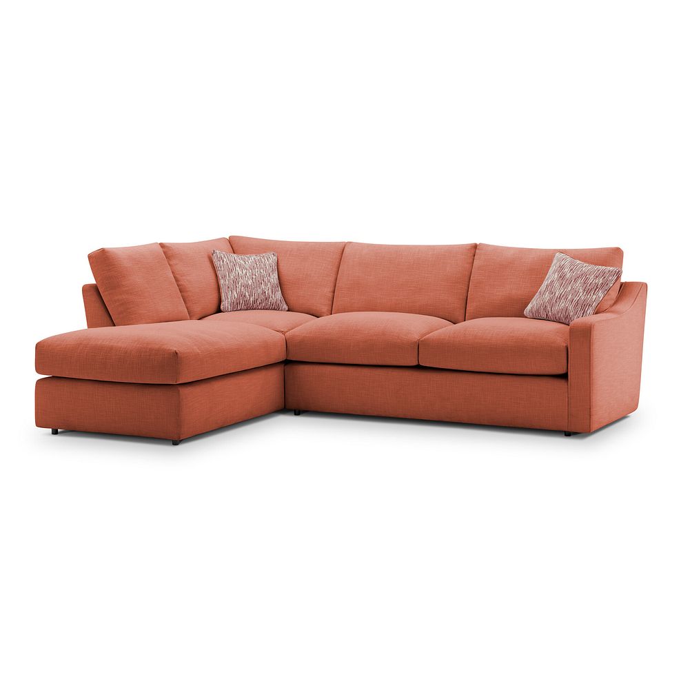 Isabella Right Hand Corner Chaise Sofa in Polly Rust Fabric with Rust Scatter Cushions 1