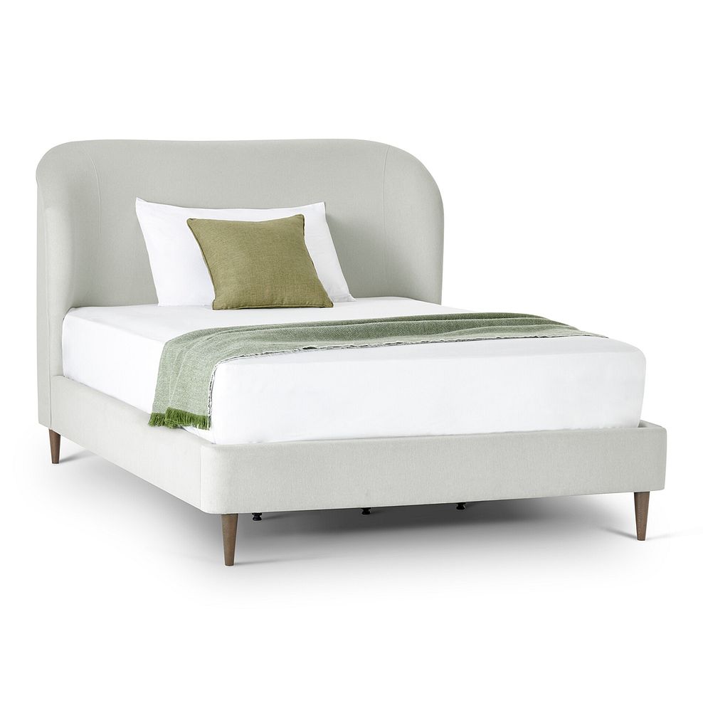 Islington King-Size Bed with Dark feet in Granada Cream Fabric 1