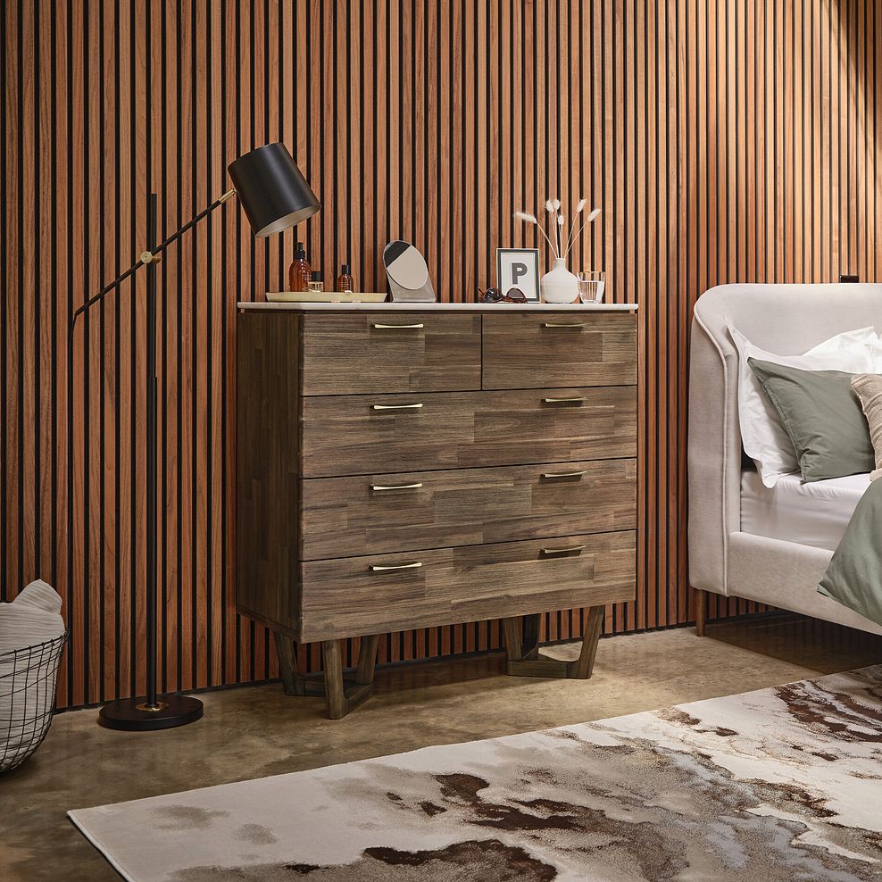 Islington Marble and Dark Acacia 2+3 Chest of Drawers 2