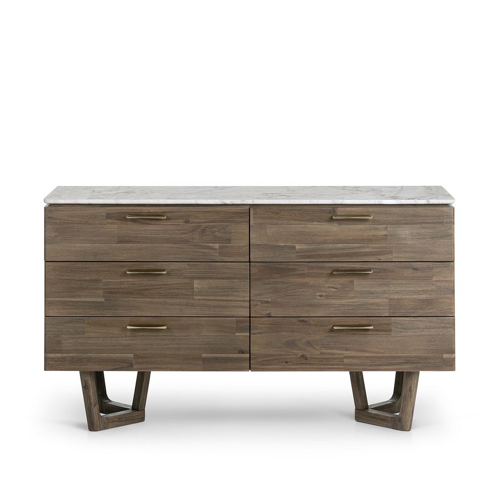 Islington Marble and Dark Acacia 6 Drawer Chest 5