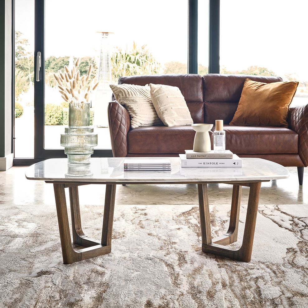 Islington Marble and Dark Acacia Coffee Table 2