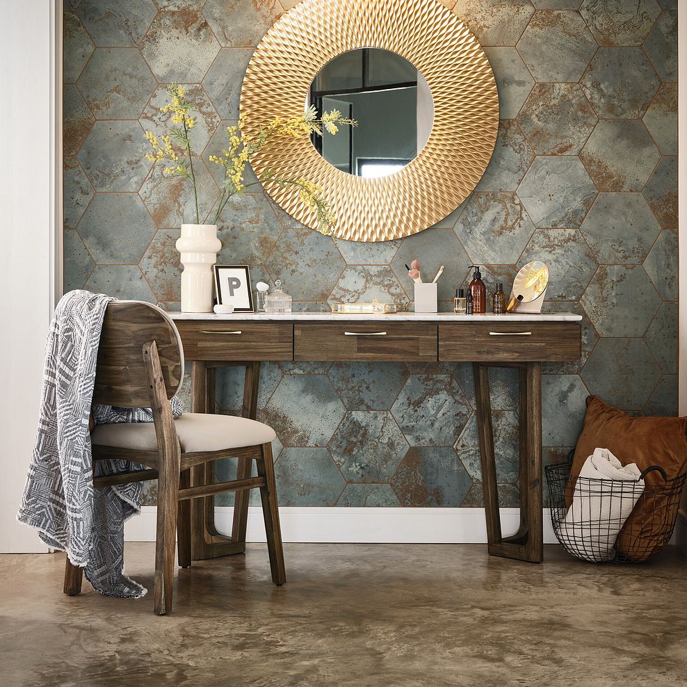 Islington Marble and Dark Acacia Dressing Table 2