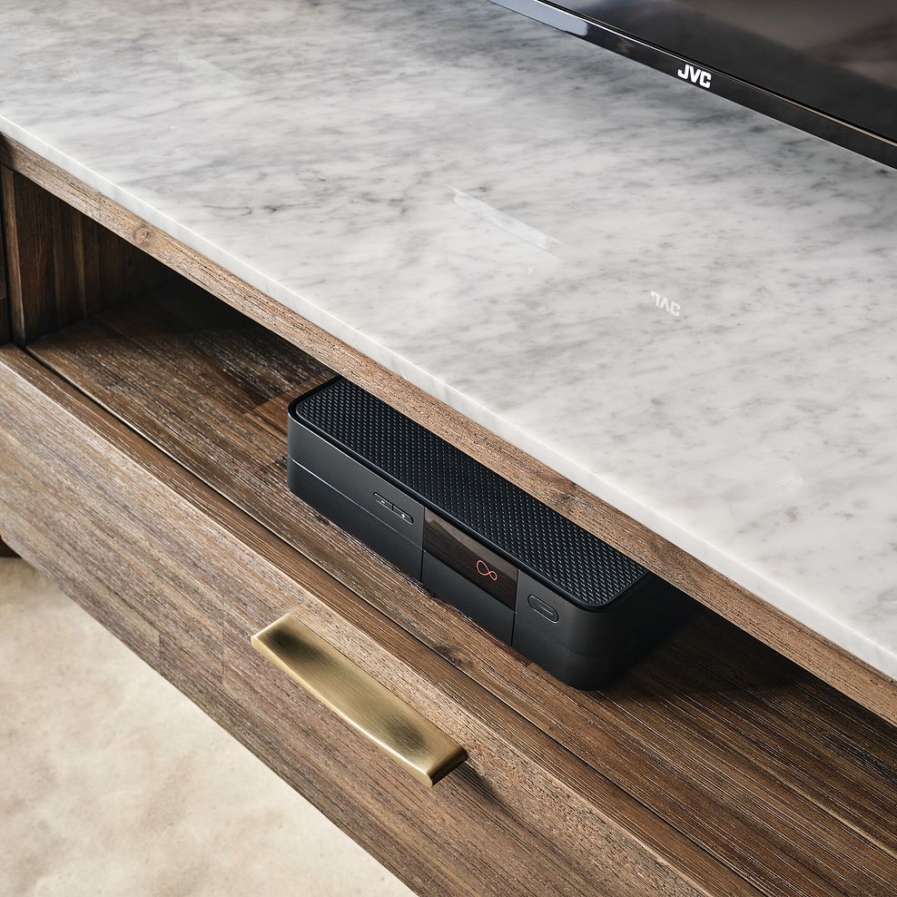 Islington Marble and Dark Acacia Large TV Unit 4