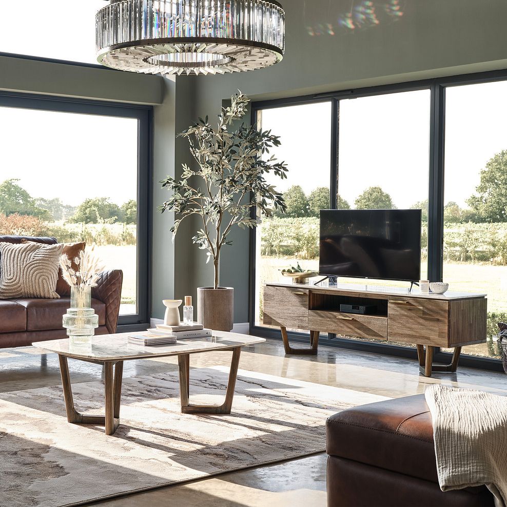 Islington Marble and Dark Acacia Large TV Unit 3