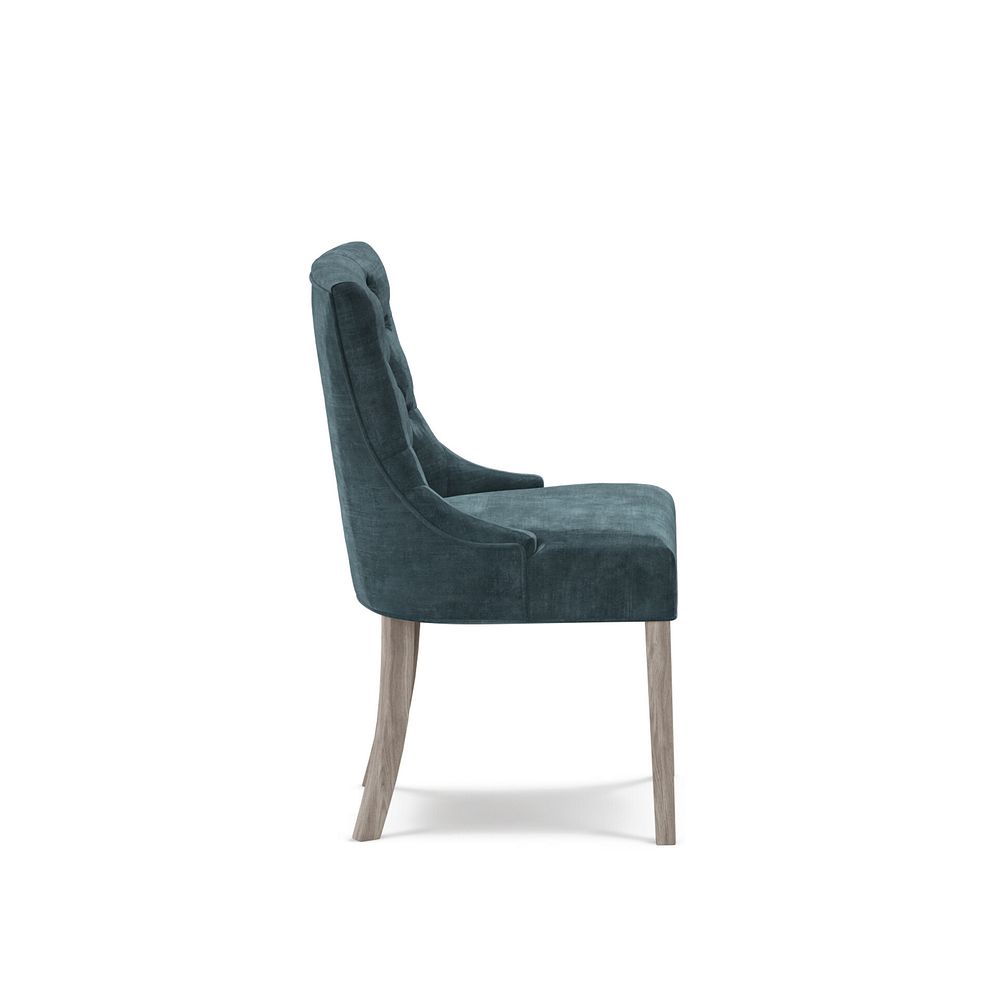Isobel Button Back Chair in Heritage Airforce Velvet with Weathered Oak Legs 3