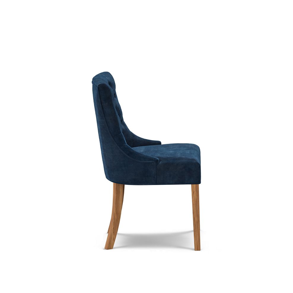 Isobel Button Back Chair in Heritage Royal Blue Velvet with Natural Oak Legs 3