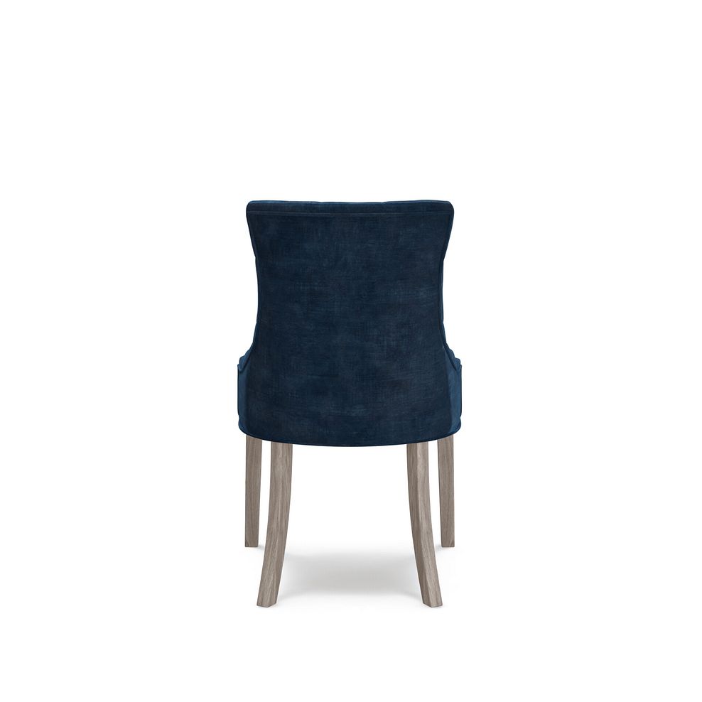 Isobel Button Back Chair in Heritage Royal Blue Velvet with Weathered Oak Legs 4
