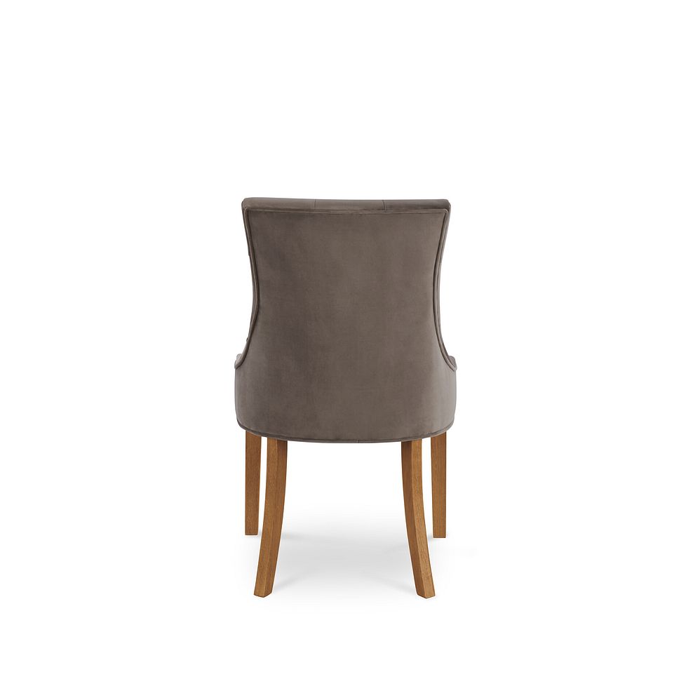 Isobel Button Back Chair in Taupe Velvet with Natural Oak Legs Thumbnail 3