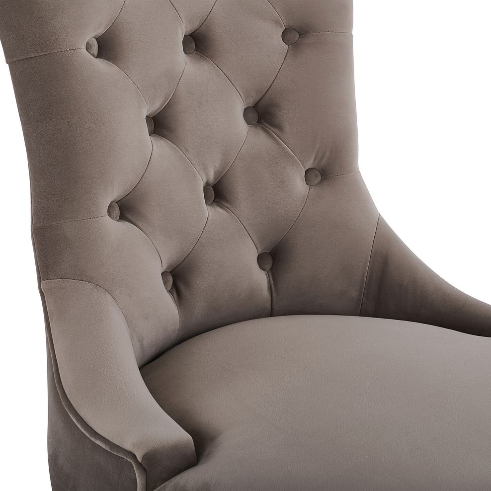 Isobel Button Back Chair in Taupe Velvet with Natural Oak Legs Thumbnail 5