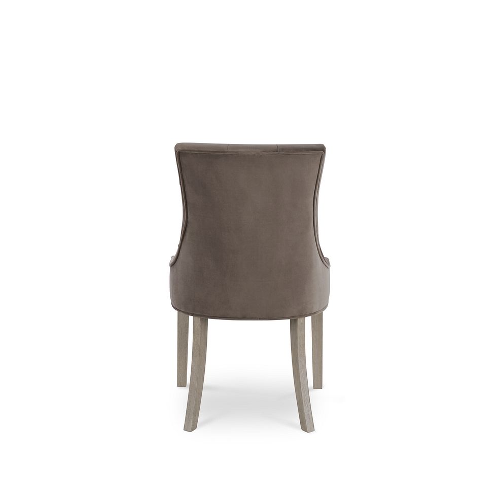 Isobel Button Back Chair in Taupe Velvet with Weathered Oak Legs 5
