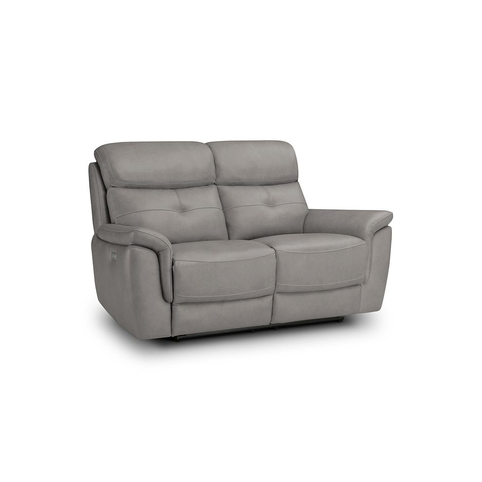 Iver 2 Seater Electric Recliner Sofa in Amara Light Grey Leather 1