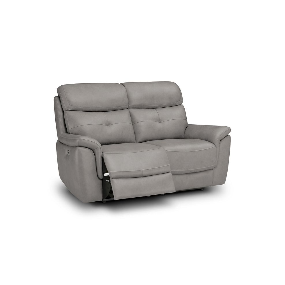 Iver 2 Seater Electric Recliner Sofa in Amara Light Grey Leather 2