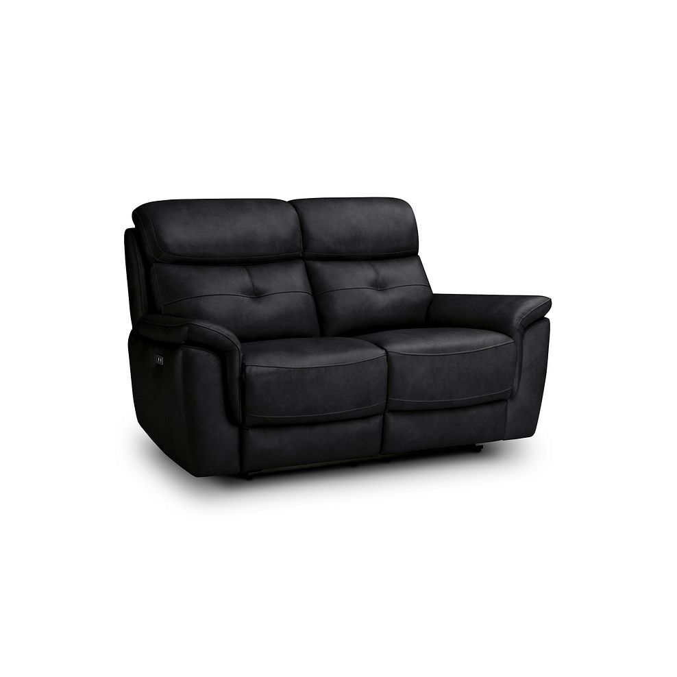 Iver 2 Seater Electric Recliner Sofa in Odyssey Black Leather 1