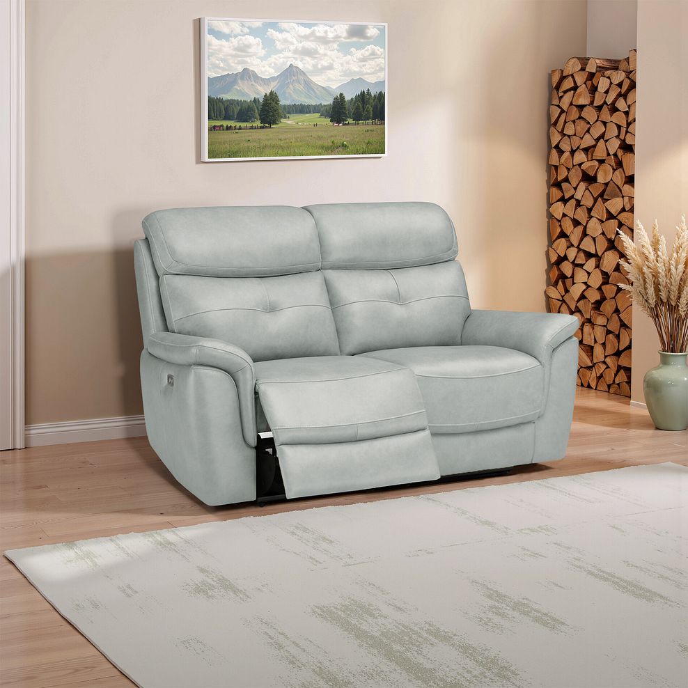 Iver 2 Seater Electric Recliner Sofa in Odyssey Light Grey Leather 1