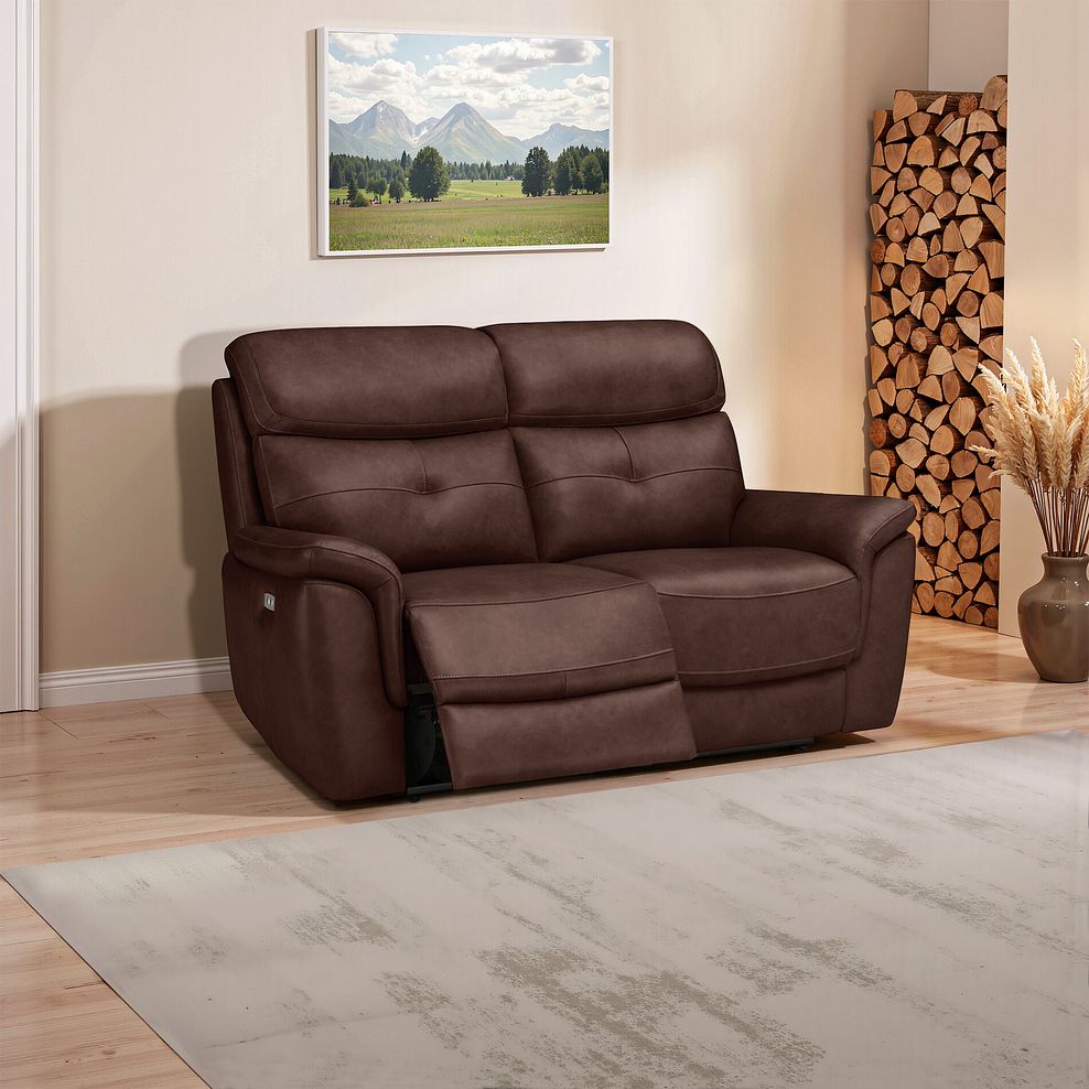 Iver 2 Seater Electric Recliner Sofa in Odyssey Tan Leather 1
