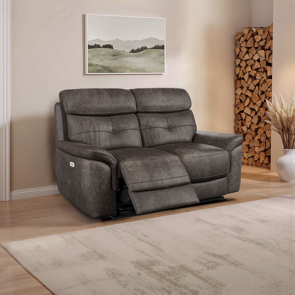 Iver 2 Seater Electric Recliner Sofa in Pilgrim Pewter Fabric 1