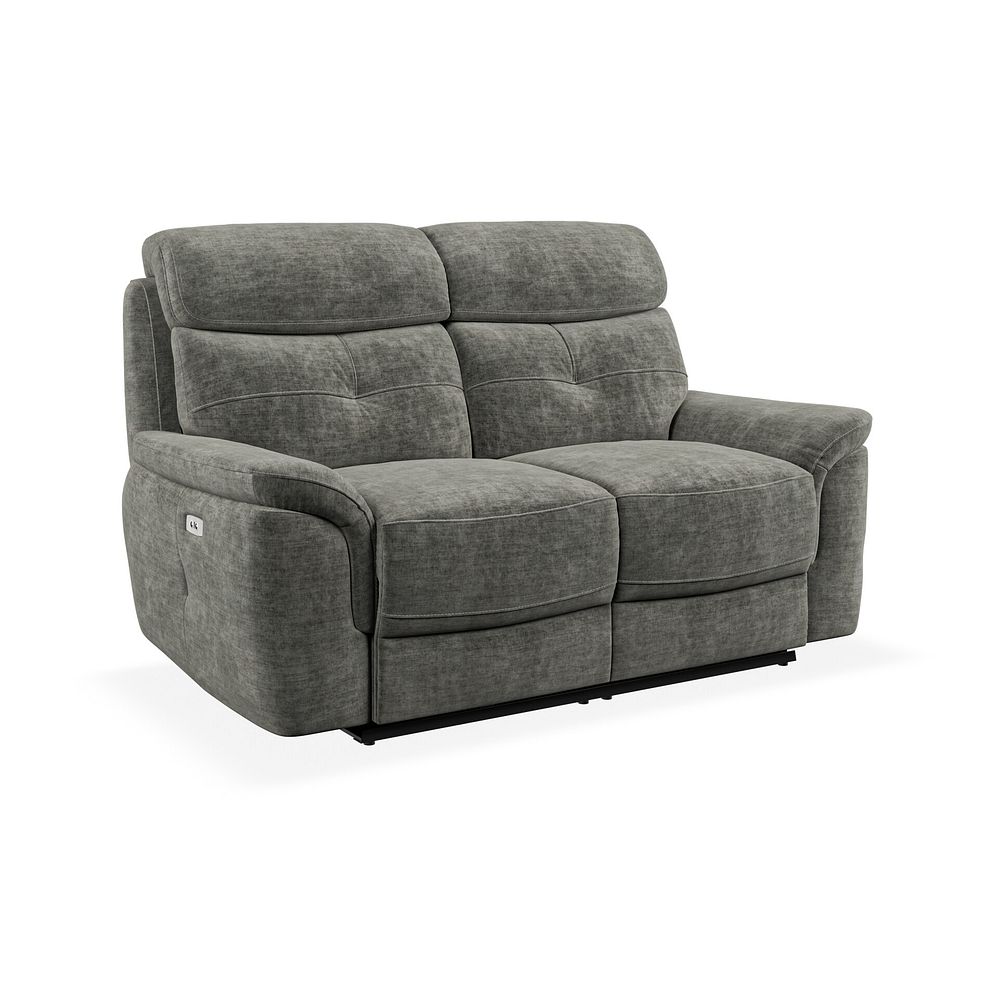 Iver 2 Seater Electric Recliner Sofa in Plush Charcoal Fabric 1