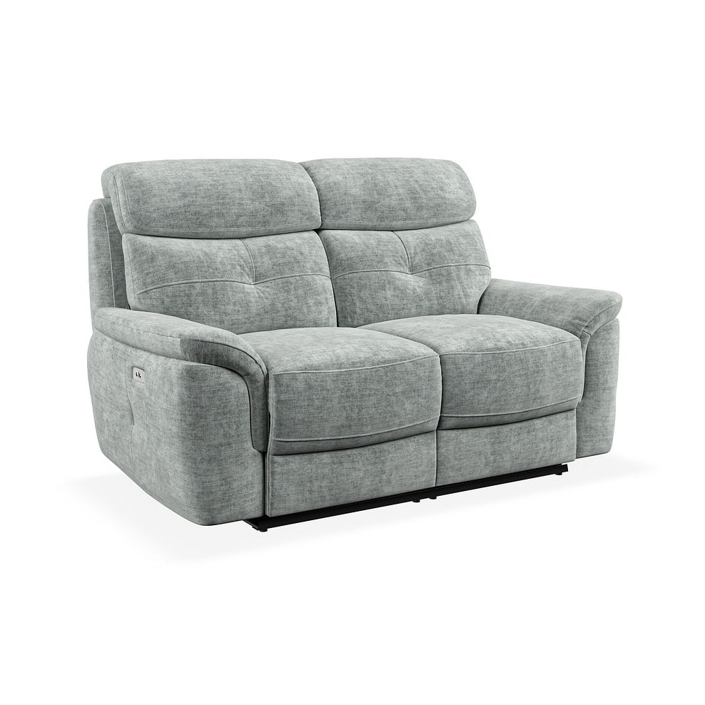 Iver 2 Seater Electric Recliner Sofa in Plush Silver Fabric 3