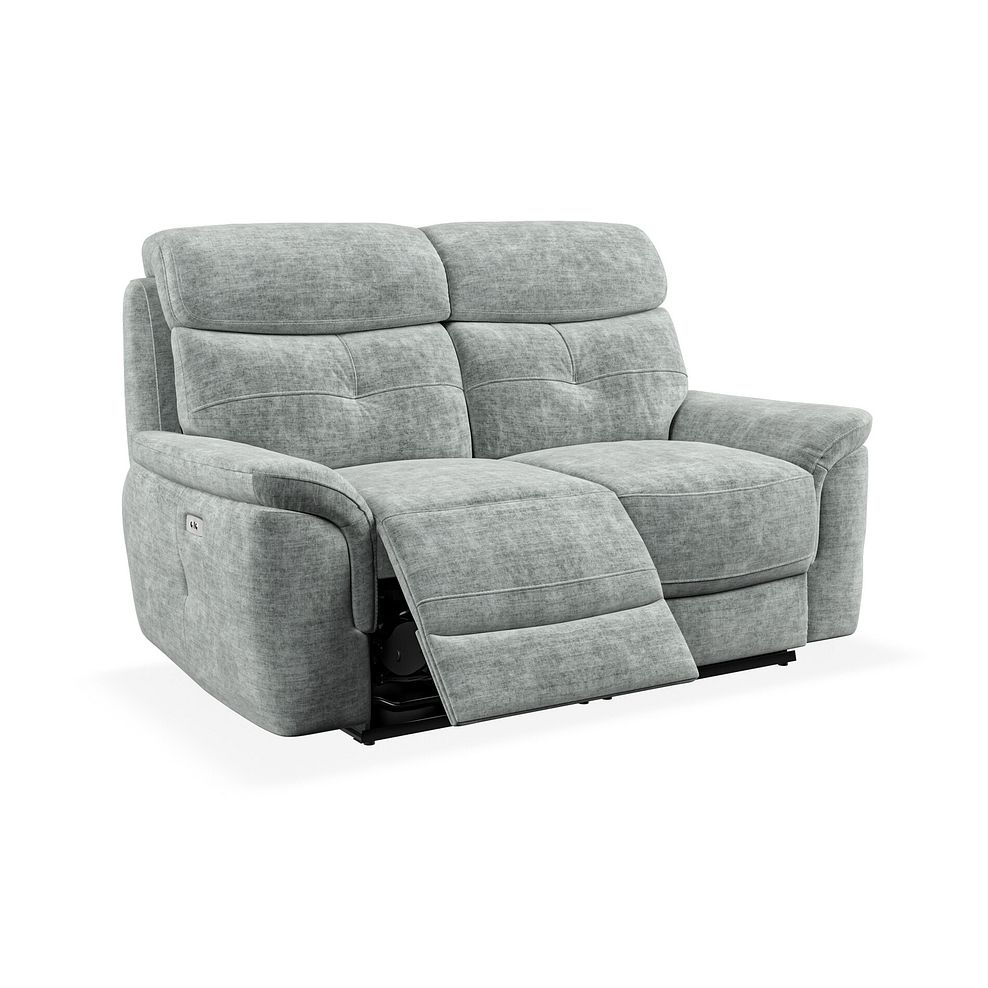 Iver 2 Seater Electric Recliner Sofa in Plush Silver Fabric 4