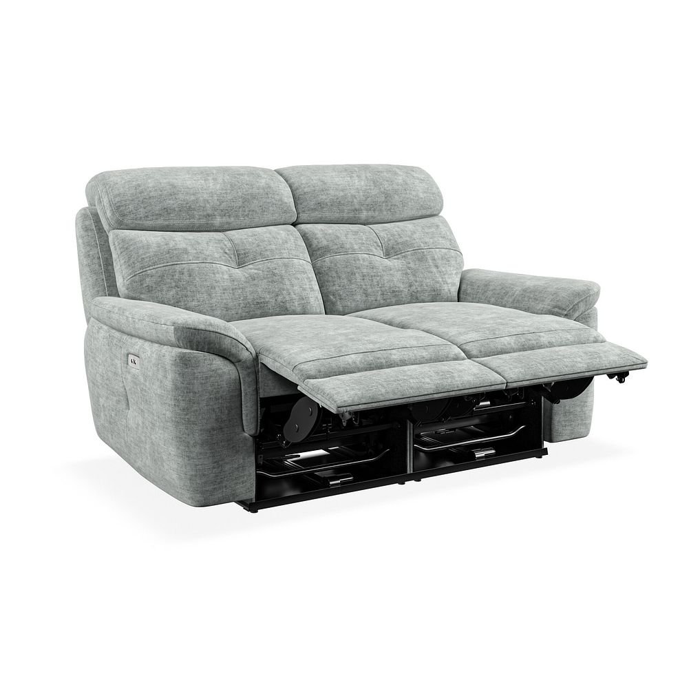 Iver 2 Seater Electric Recliner Sofa in Plush Silver Fabric 6