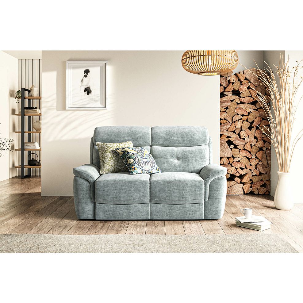 Iver 2 Seater Electric Recliner Sofa in Plush Silver Fabric 1