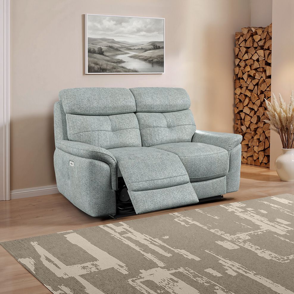 Iver 2 Seater Electric Recliner Sofa in Santos Steel Fabric 1
