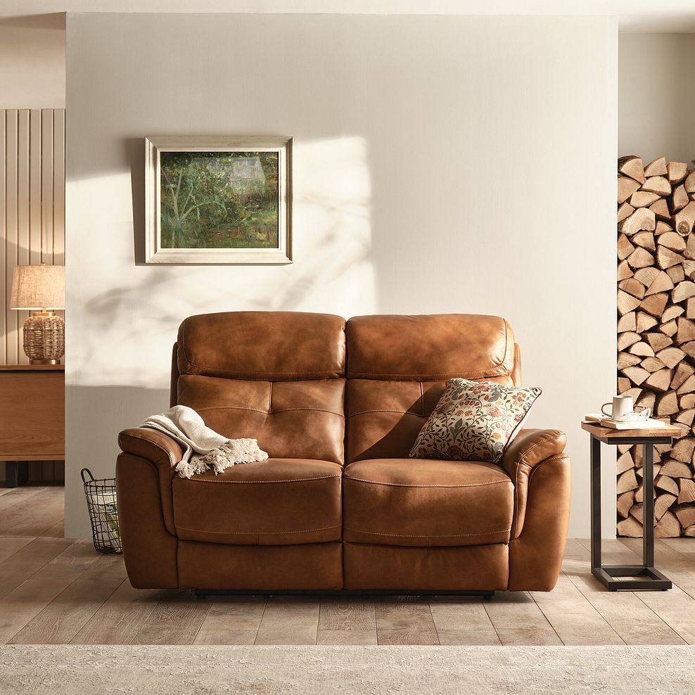 Iver 2 Seater Electric Recliner Sofa in Virgo Cognac Leather 4