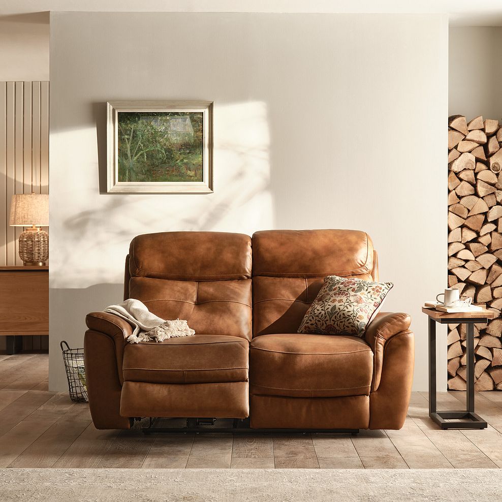 Iver 2 Seater Electric Recliner Sofa in Virgo Cognac Leather 5